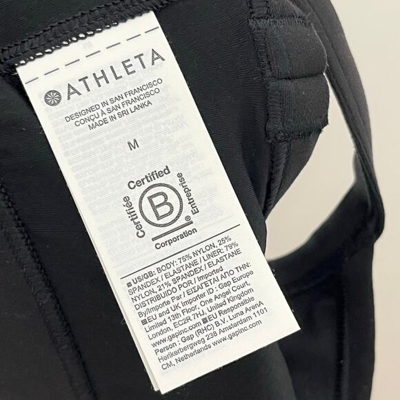 Athleta Salutation Square Neck Bra Womens Medium Black D DD Cups Activewear - Picture 7 of 8